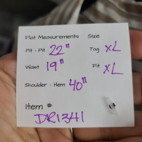 Larry Levine Brown Gingham Stripe Belted Button Up Dress Size XL - Picture 14 of 14